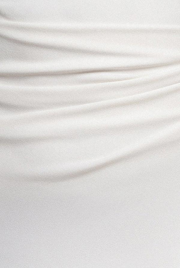 Asymmetric One Shoulder Front Split Scuba Crepe Maxi Dress - White DR5200