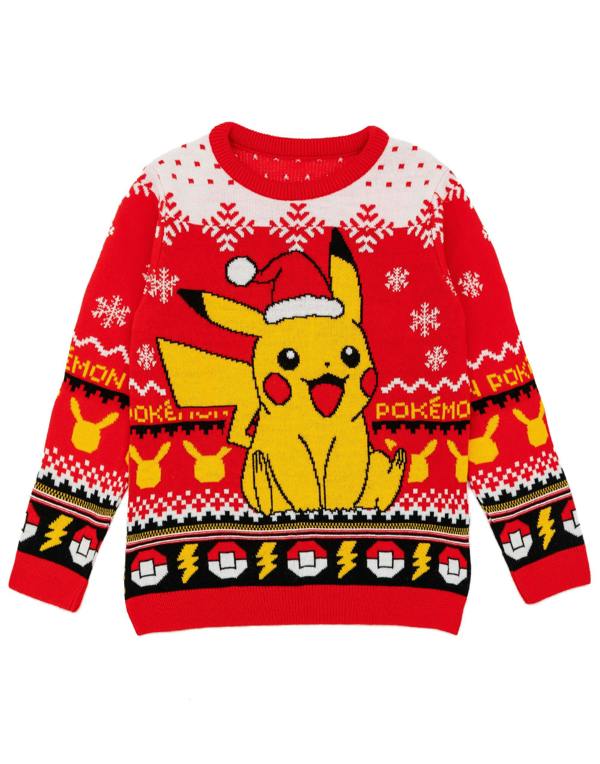 Pokemon Boys Red Pikachu Christmas Jumper