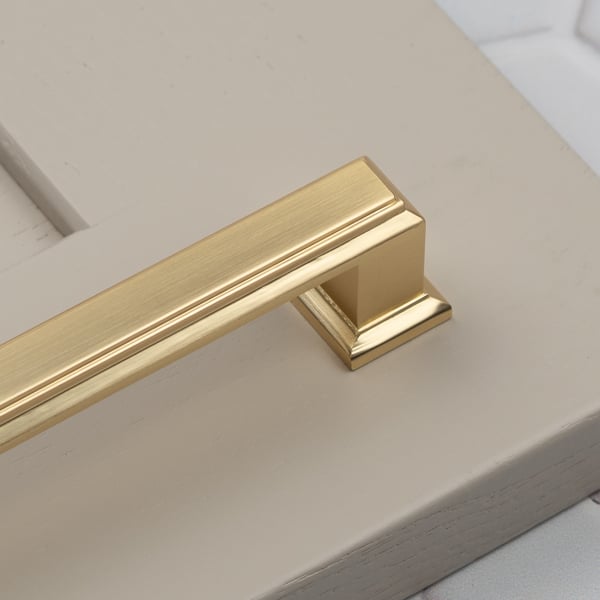 Handle & Home Brushed Brass Square Handle and Coordinating Knob