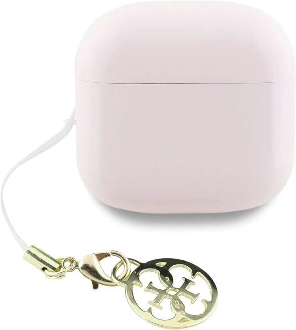 Guess Glossy Effect Printed Classic Logo & Charm TWS Earphones Pink - GUTWSXMCCLP