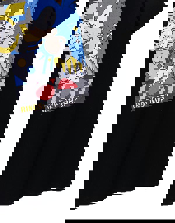 Sonic the Hedgehog Mens Black Classic Rings Short Sleeved T-Shirt