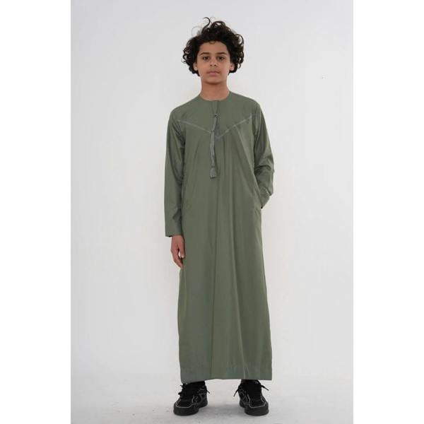 TT-008 - Boy's Emirati Omani Tassel Thobe - Olive - Thobez - 5