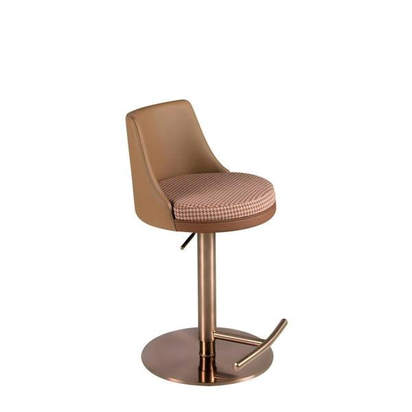 Angel Cerdá Swivel Stool in Terracotta Brown and Beige Fabric and Brown Leatherette 4229