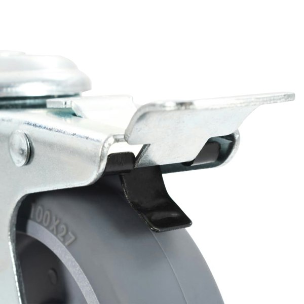 Berkfield Bolt Hole Swivel Casters with Double Brakes 4 pcs 100 mm