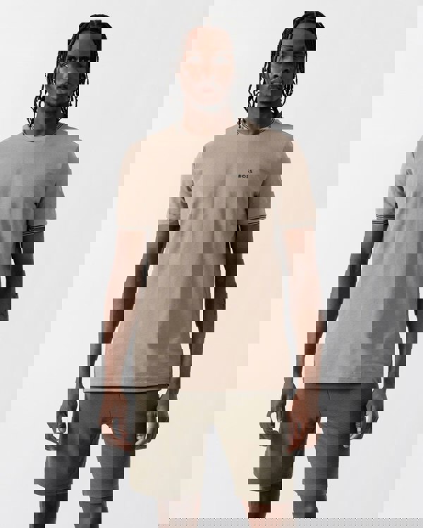 BOSS Green Taul Mens Stretch-Cotton T-Shirt with Stripes and Logo