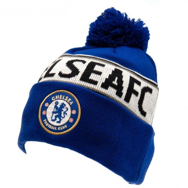 Chelsea FC Unisex Adult Crest Ski Hat - Royal Blue/White