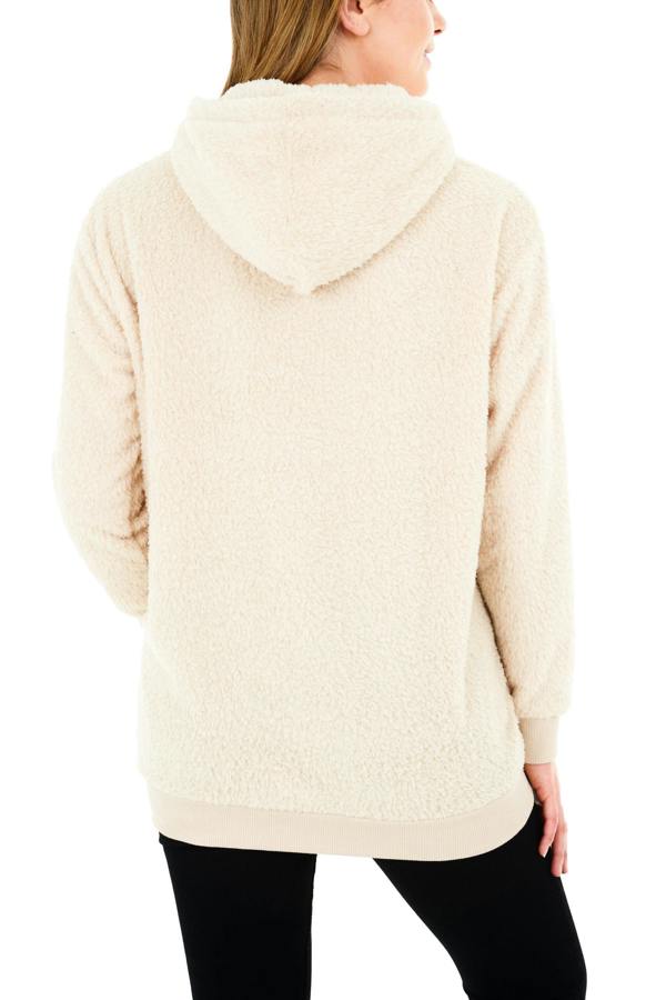 Smart Living Womens Teddy Fleece Longline Lounge Hoodie - Natural