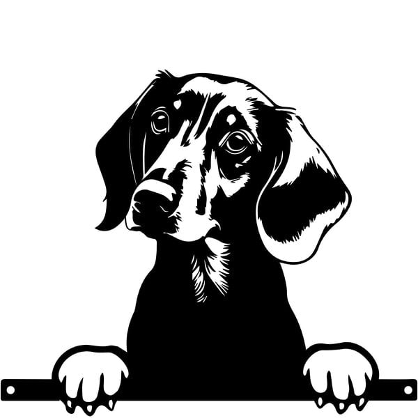 EDH Door Hardware Metal Dachshund Peeking Dog Silhouette – 28cm x 32cm | Decorative Dachshund Art for Home & Garden Décor