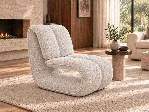 Maelys Sculptural Lounge Chair Chenille-Beige