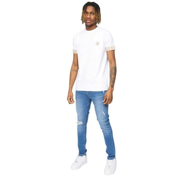 SikSilk Mens Roke Skinny Jeans - Washed Blue - 