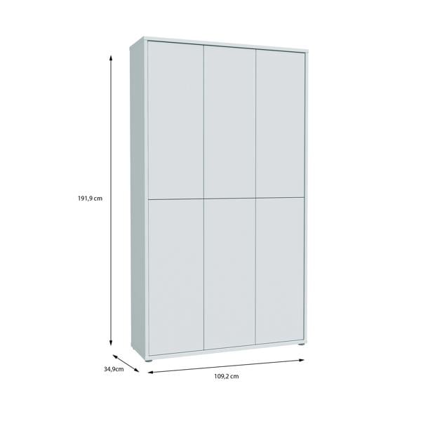 Furniture To Go Alice Springs Tall Shoe Cabinet with 6 Doors Push-to-Open in Light Grey
