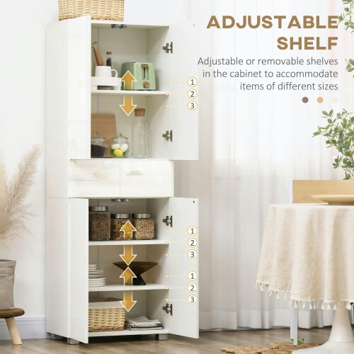 Wyld Haus Luvami High Gloss White 4 Door Kitchen Cupboard With 5 Tier Storage And Push OFauxn Design