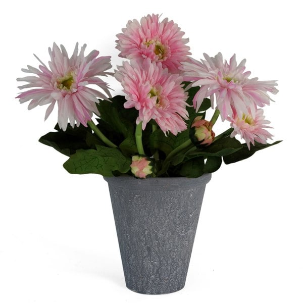 Leaf 33cm Artificial Potted Daisy Pink