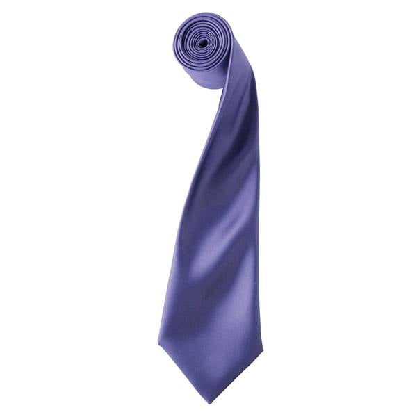 Premier Mens Plain Satin Tie (Narrow Blade) (Pack of 2) - Purple