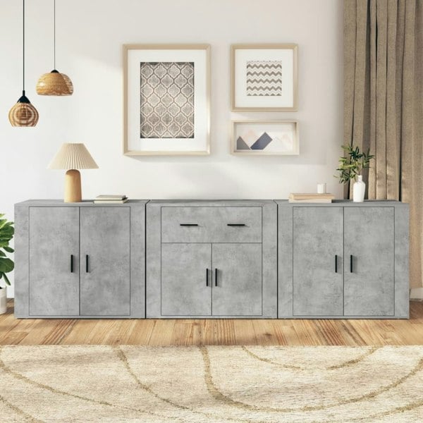 Berkfield Sideboards 3 pcs Concrete Grey Engineered Wood