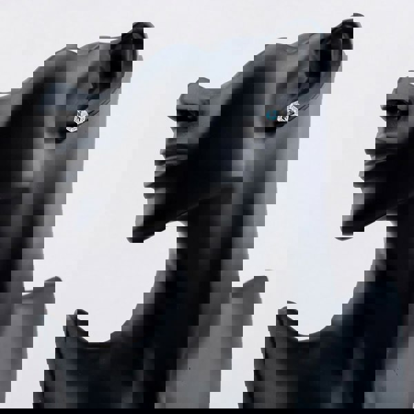 T. H. Baker Sterling Silver Rhodium Plated Light Blue Cubic Zirconia Hexagon Stud Earrings 8.57.0019