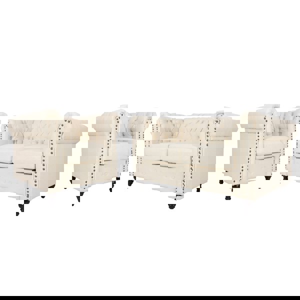 Furniture One Retro Tub Chair, Fabric Armchair, Loveseat Upholstered Chair Set with Nail Decor for Bedroom, Living Room, Office