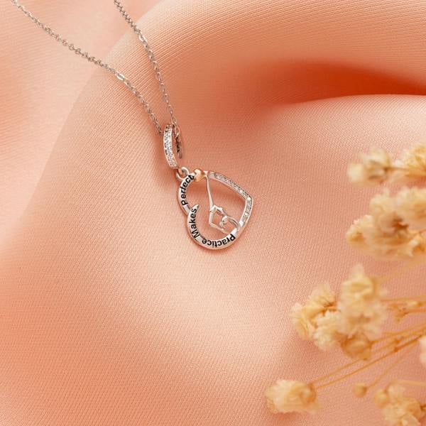 Parus Home Gymnastics Heart Necklace Sterling Silver And Rose Gold