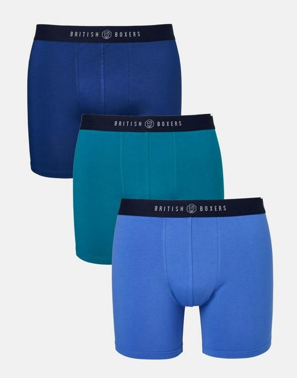 British Boxers Three-pack Men's Cotton Stretch Trunks – Summertime Blues