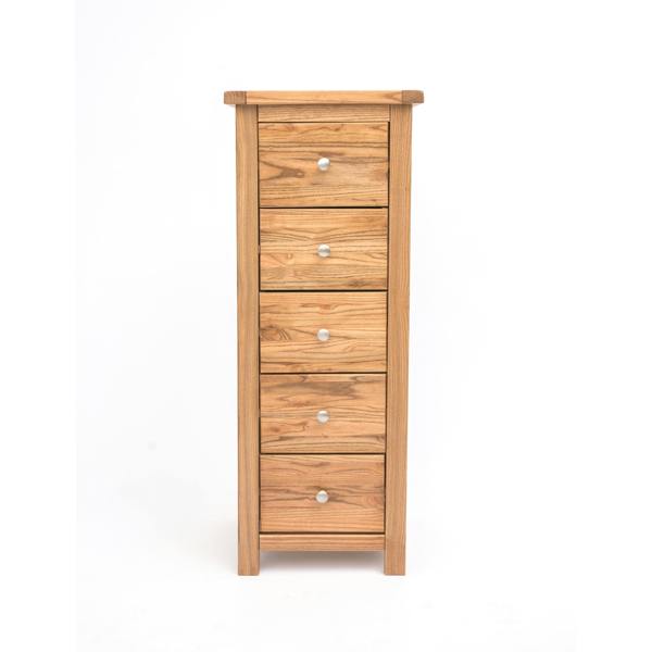 Trivento 5 Drawer Narrow Chest of Drawers Chrome Knob