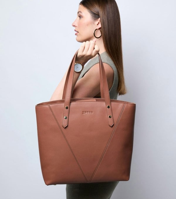 Votch Honor Vegan Bio-Based Bamboo Leather Tote Bag - Brown