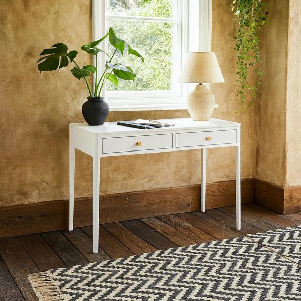Wyld Haus Paracuru White Wood Grain 2 Drawer Desk