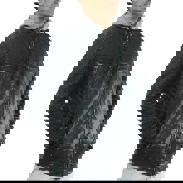 Leather Company Men's Hooded Biker Lamb Leather Jacket