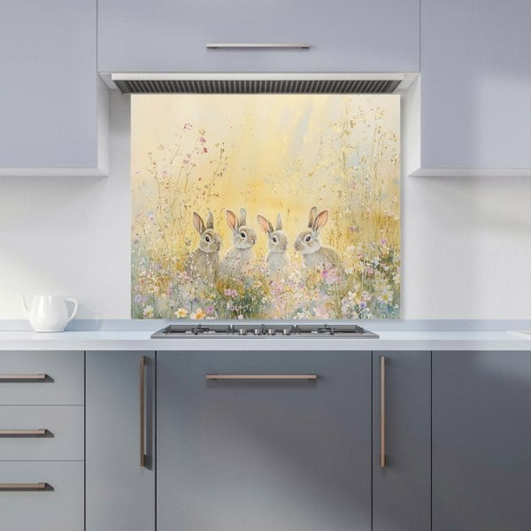 Warren Reed Bunny Rabbits in Meadow Glass Kitchen Splashback - 00009