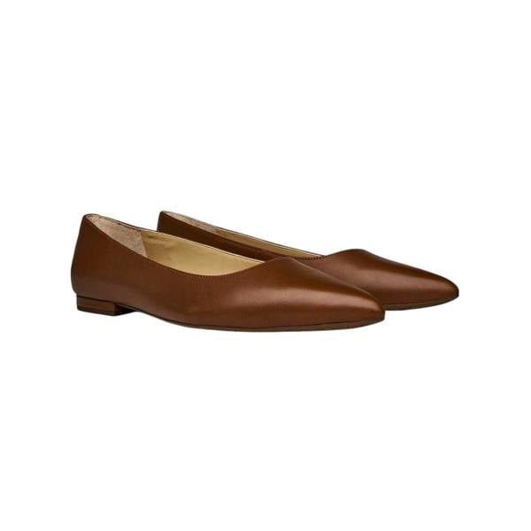 Ralph Lauren Womens/Ladies Pointed Leather Ballet Flats - Saddle - 