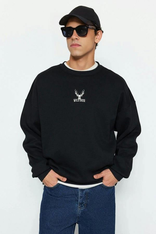 WOVCOR Crew Neck Animal Embroidered Men's Sweatshirt