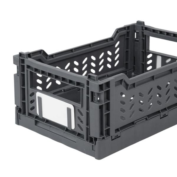 JVL STACKIT - Plastic Foldable Storage Crate - 4L - Grey