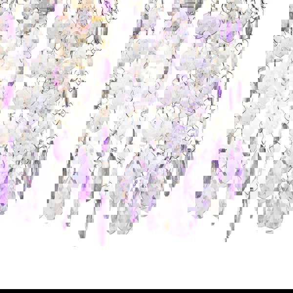 Modern Waterfall Pendant Shade with Lilac and Clear Acrylic Drops Image 3