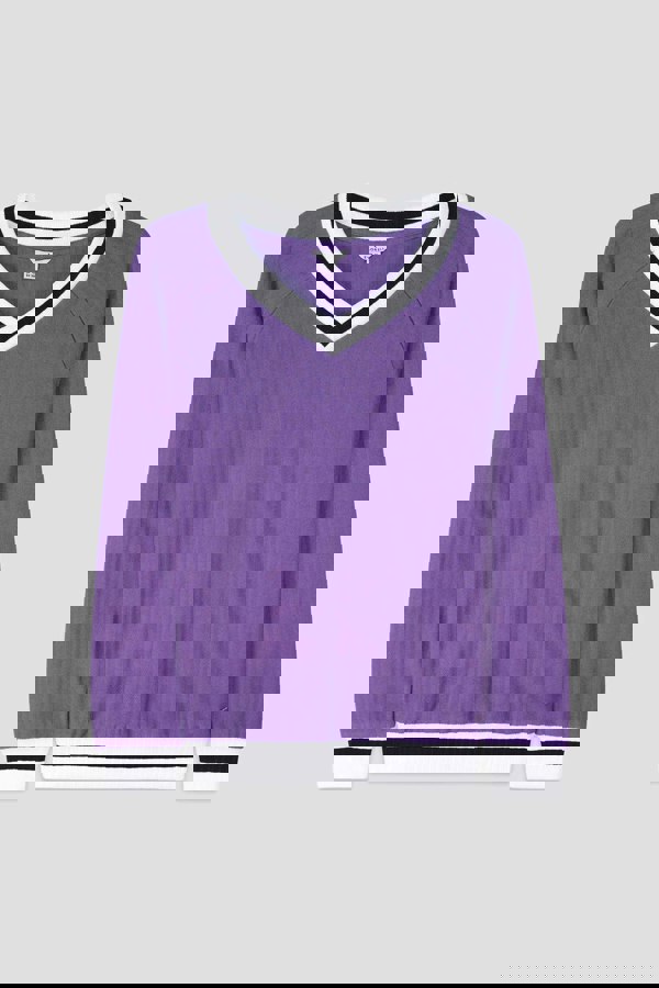 ENORSIA Womens V-Neck Herringbone effect sweatshirts