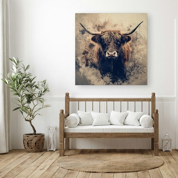 Warren Reed Moody Splashart Highland Cow Canvas
