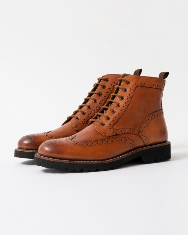 Oliver Sweeney Milbrook Mens Antiqued Leather Brogue Boots