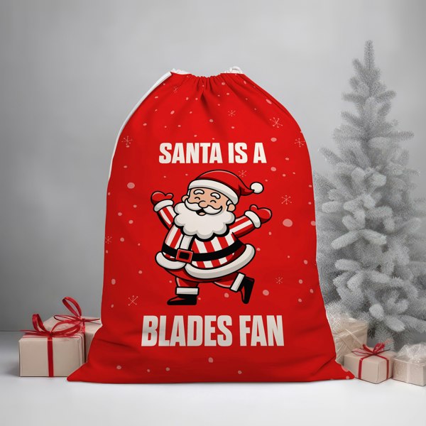 BritishmadeGifts Santa is a Blades Fan - Football Fan Santa Sack