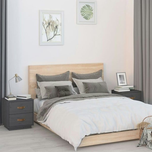 Berkfield Bedside Cabinets 2 pcs Grey 40x34x45 cm Solid Wood Pine