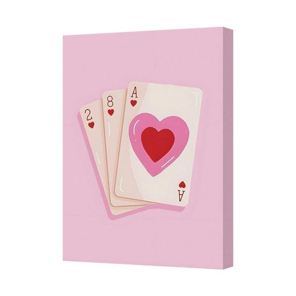 Benjamin Tate Design Pink Heart Playing Cards Canvas Art Print Handmade UK Home Decor