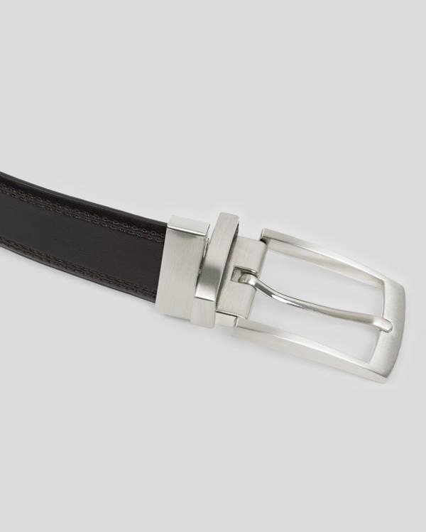 Steel & Jelly Men’s Bersted Brown & Black Stitch Detail Reversible Leather Belt