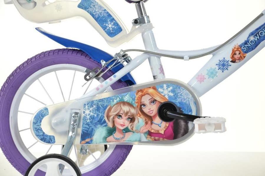 Dino Bikes Dino Snow Queen Kids 14" Wheel Bike - White/Blue