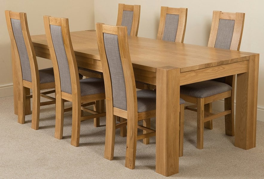 That's Furniture Kuba Extra Large Oak Dining Table with Stanford Oak Chairs