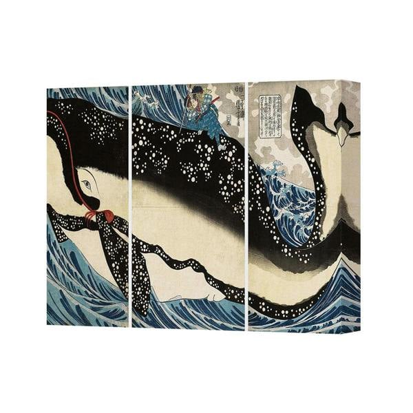Benjamin Tate Design Canvas 4210 Whale And Waves Triptych Wall Art Decor