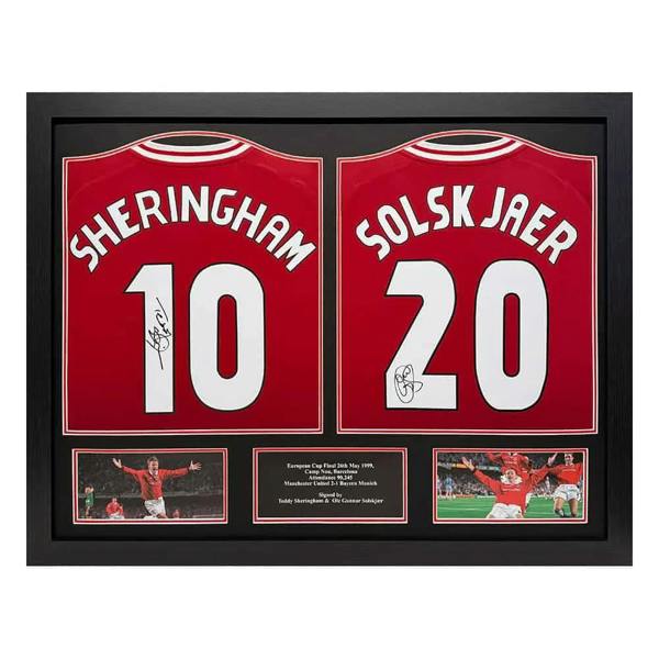 Unbranded Solskjaer  & Sheringham double signed framed shirt display