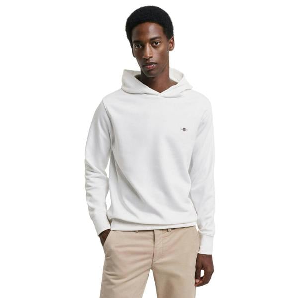 Gant Mens Archive Shield Embroidered Regular Hoodie - White - 