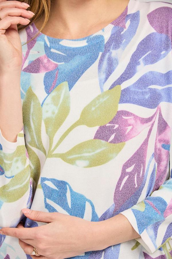 Mudflower Leaf Print Light Knit Jumper