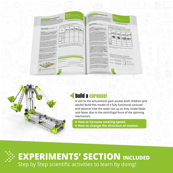 Engino STEM Amusement Park Set: London Eye and Merry Go Round
