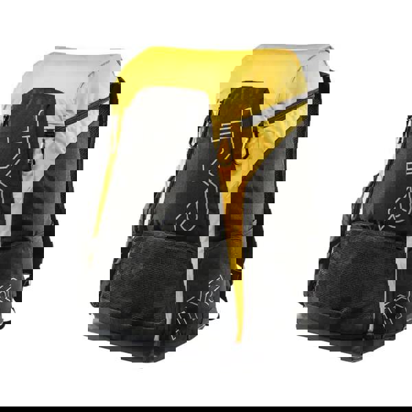 Black and yellow TYR Alliance Team Backpack 45L with mesh accents