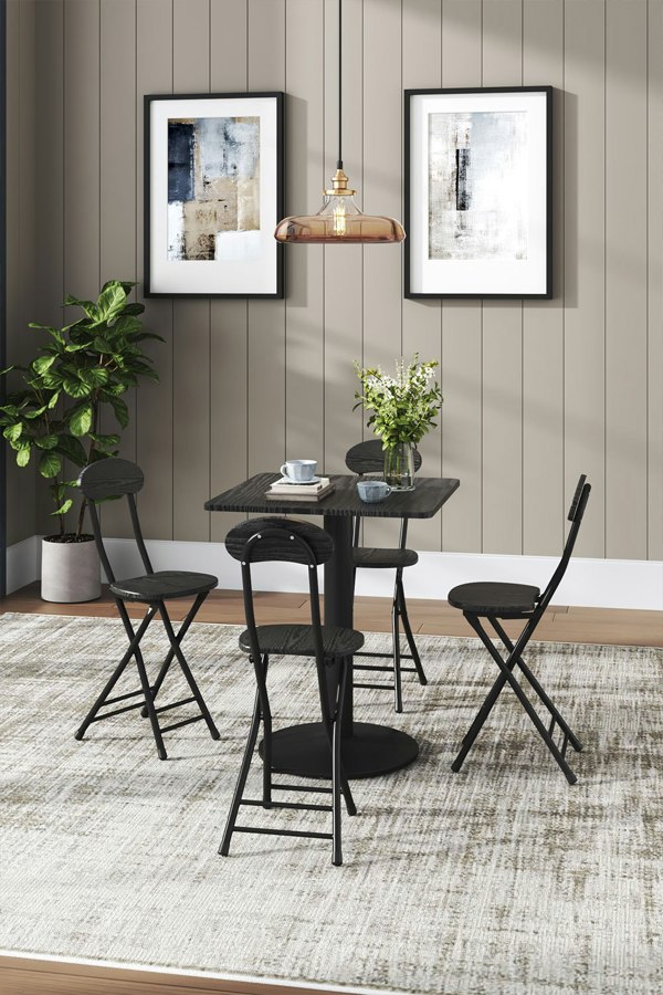 Living and Home 5pcs Set Square Table and 4 Chairs Bistro Coffee Table Dining Set Furniture