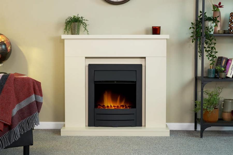 Adam Lomond Fireplace in Stone Effect with Colorado Electric Fire in Black, 39 Inch