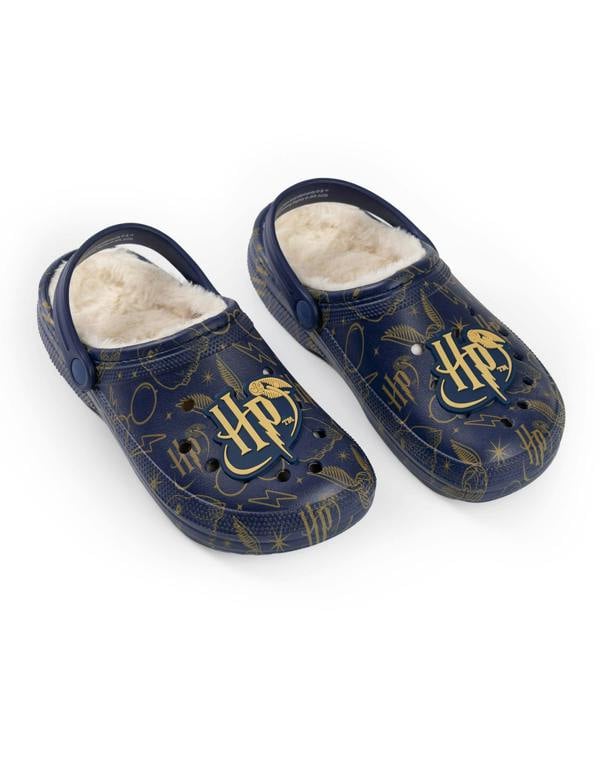 Harry Potter Womens Blue Logo Fur Lined Clogs